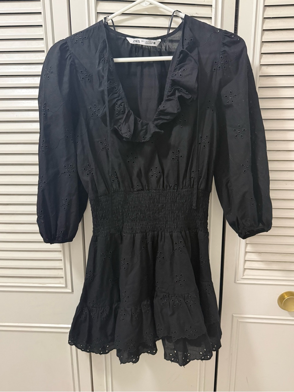 Zara Black Eyelet mini  Dress